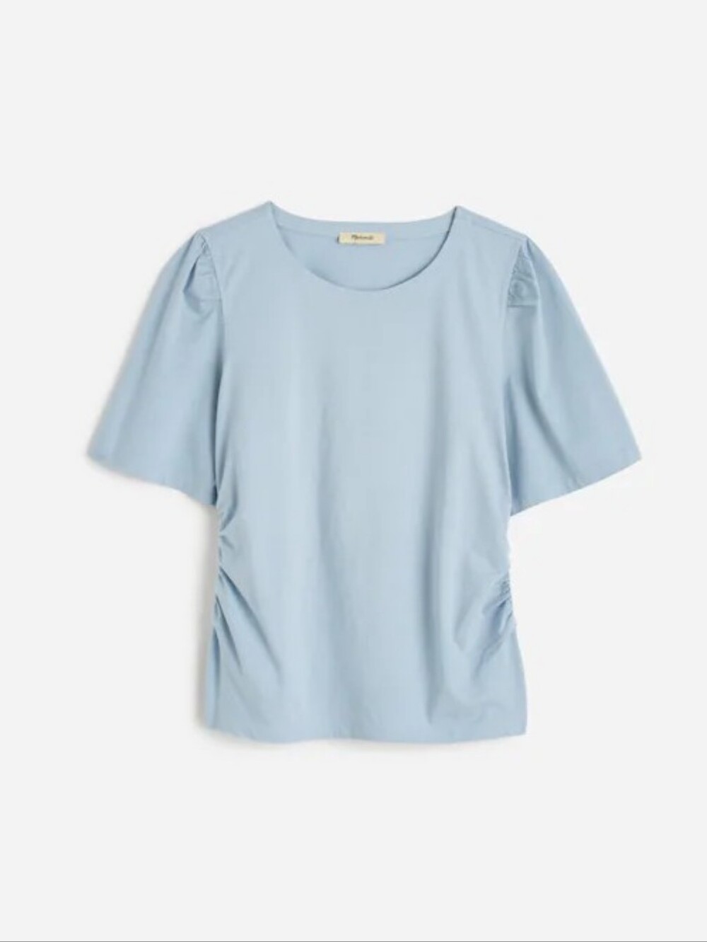 Madewell Side-Cinch Puff-Sleeve Tee - Light Blue